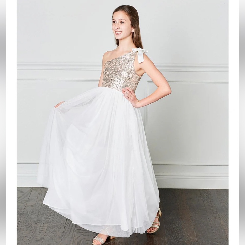Poppies and Roses One Shoulder Sequin Ballgown